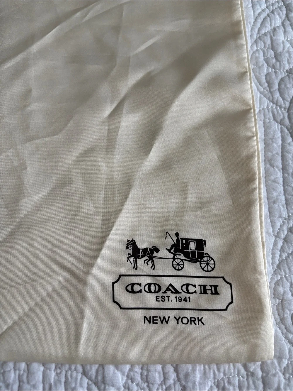 Coach Cream Drawstring Logo Dust Bag with Brown Cord - Picture 3 of 7